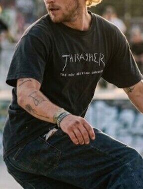 Thrasher Black Logo Skate Tee (S/M) Skater Mens